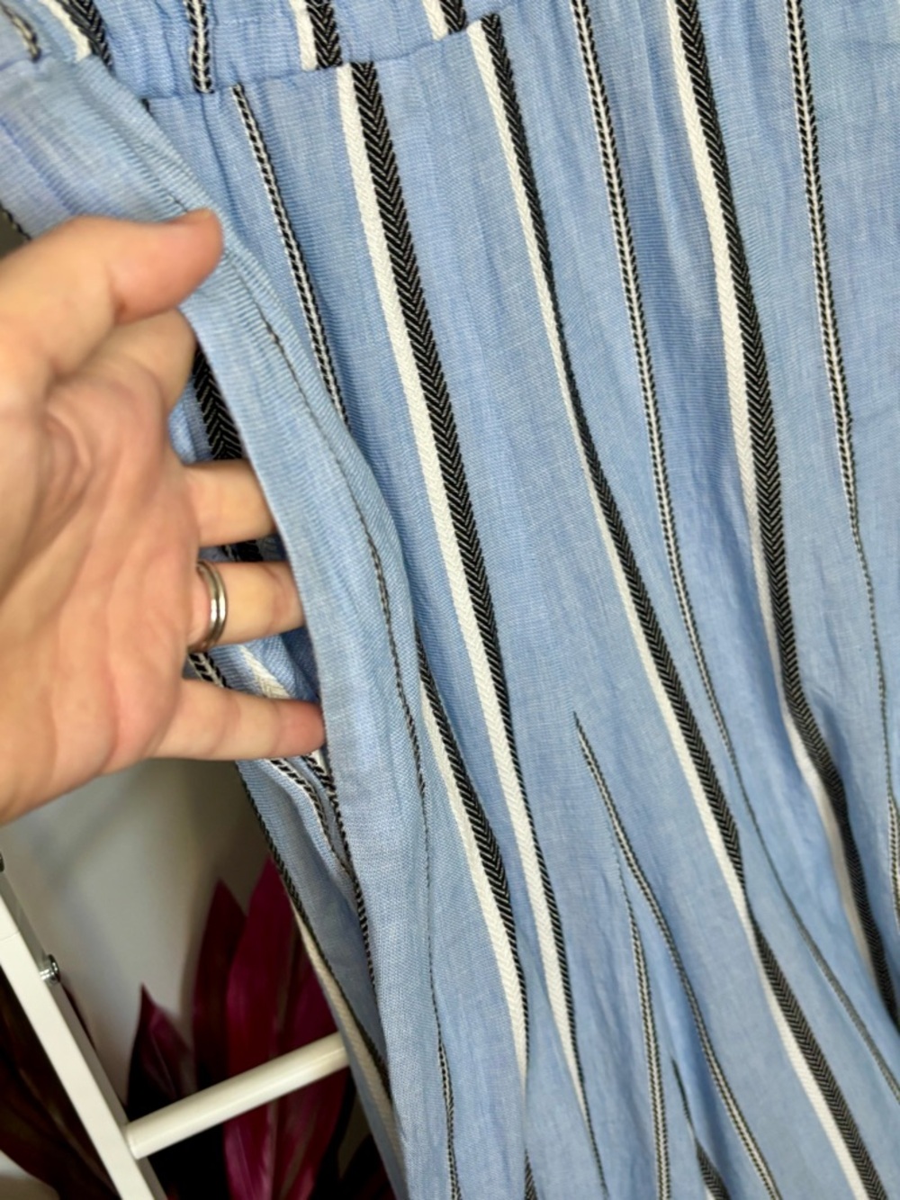 Red Carter Light Blue Sleeveless Striped Jumpsuit - Picture 8 of 16